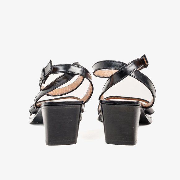 Hermes Leather Kelly Buckle Tapered Heel Black Leather Sandal, Size 6.5 - Picture 3 of 10